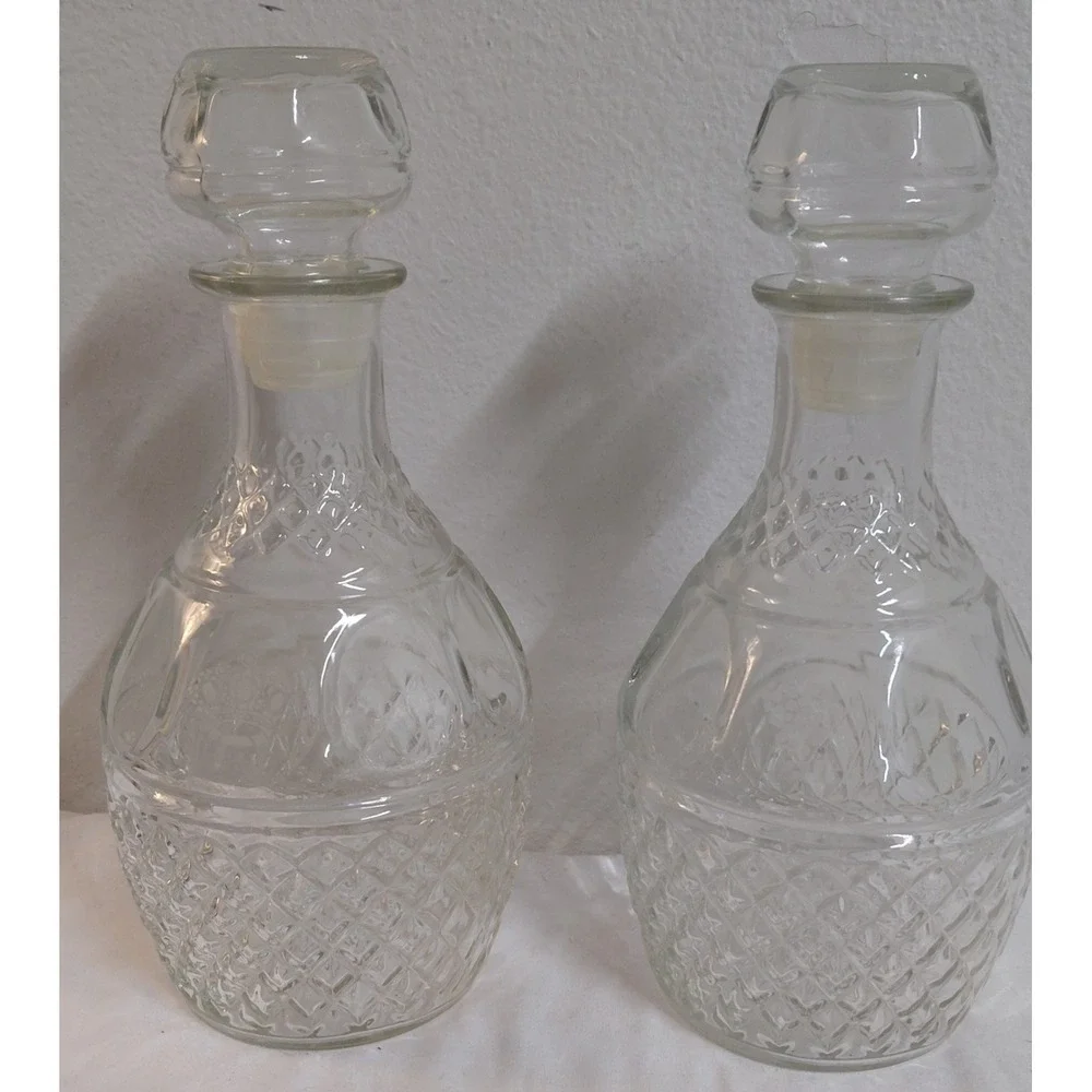 Vintage Princess House Heritage Glass Wine Whiskey Decanters with Stoppers